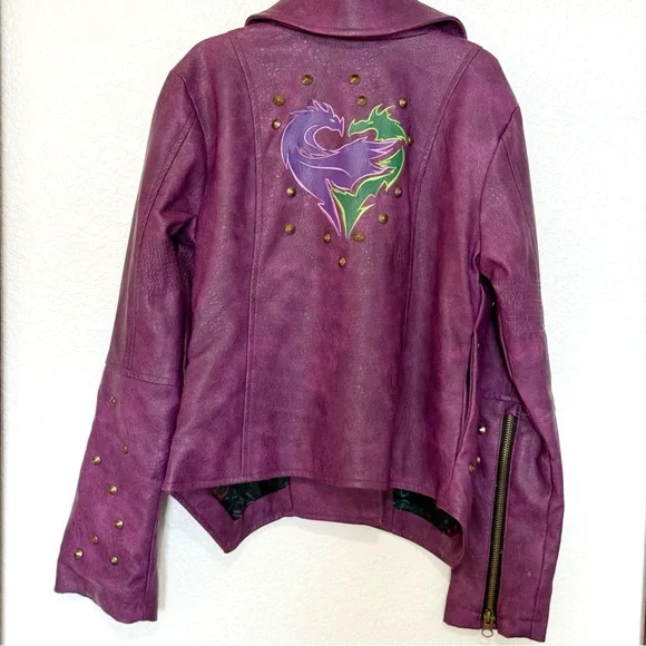 Disney Store NWOT Descendants 2 Mal CosPlay Faux Leather Studded Purple Jacket - Picture 2 of 11